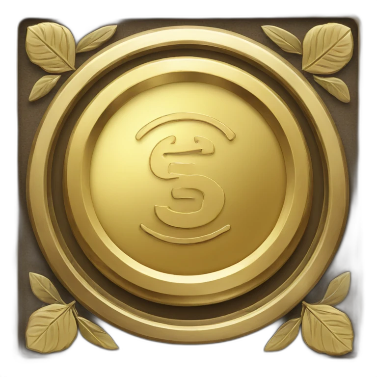 square golden coin with laurel engraving emoji