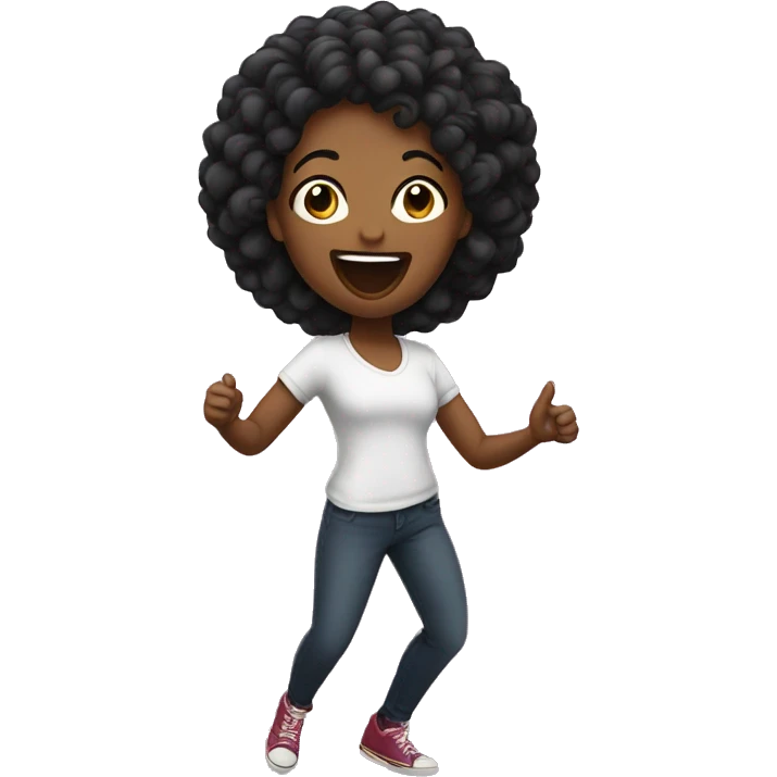 Black woman sticking her tongue out and dancing emoji