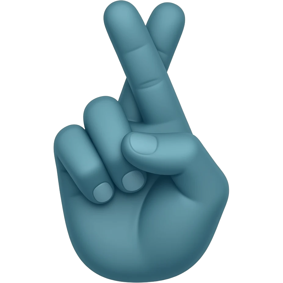 two fingers crossed in dark teal colour emoji