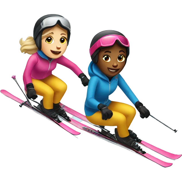 Two girls downhill skiing emoji