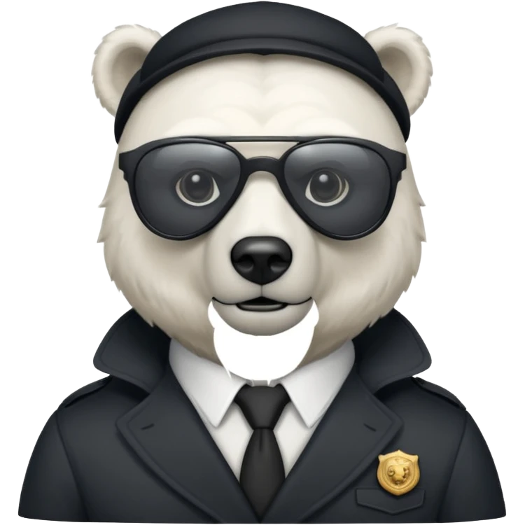 Make a humanoid polar bear with a secret agent outfit and dark black glasses emoji