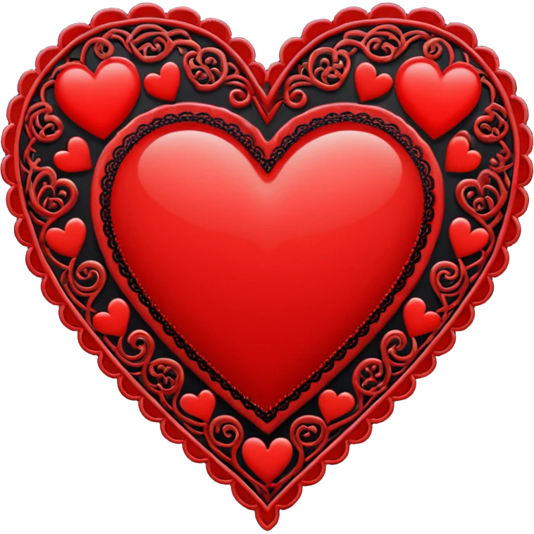 red black and white lace heart emoji