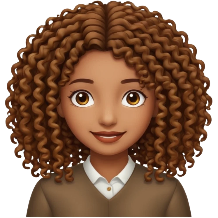 Brown skin girl with curly roots straight ends emoji