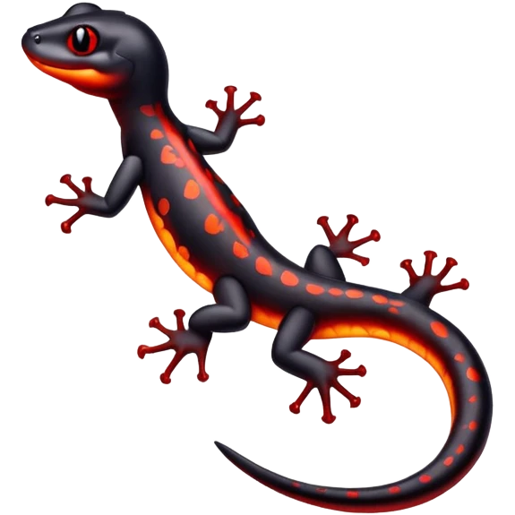 salamander black with fiery red flashes on the scales emoji