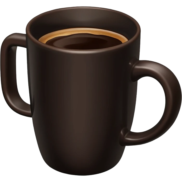 black mug with coffee emoji