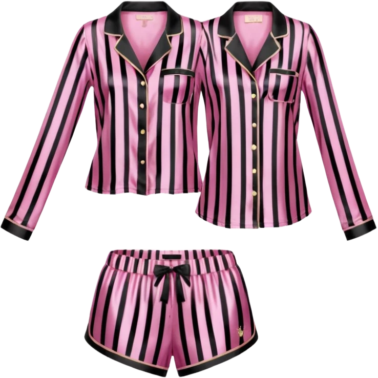 Striped pink and  black silk Victoria’s Secret pajama set emoji