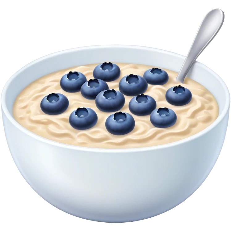 Oatmeal with blueberries and milk in bowl emoji