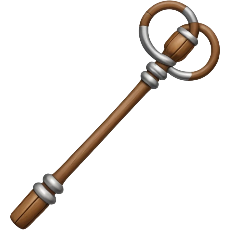 Wooden monk’s staff with metal rings at top. emoji