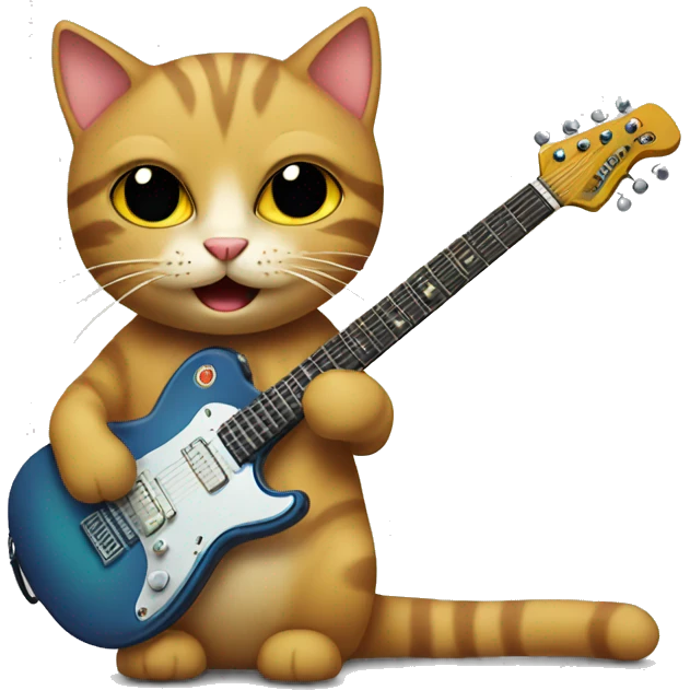 Cat with electric guitar emoji