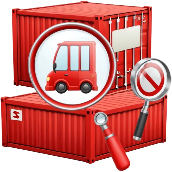 container with a stop sign and magnifying glass, customs inspection theme emoji