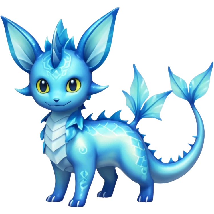 Shiny Nebulae Lumineon-Vaporeon-Amaura-Dragonair-Fakémon-hybrid-creature (full body)  emoji
