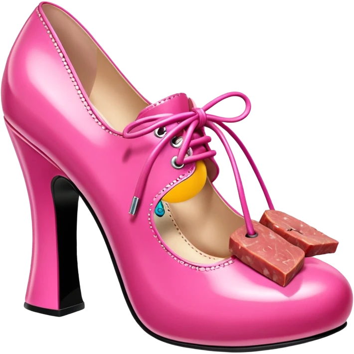Betsey Johnson style spam meat shoe sculpture  emoji