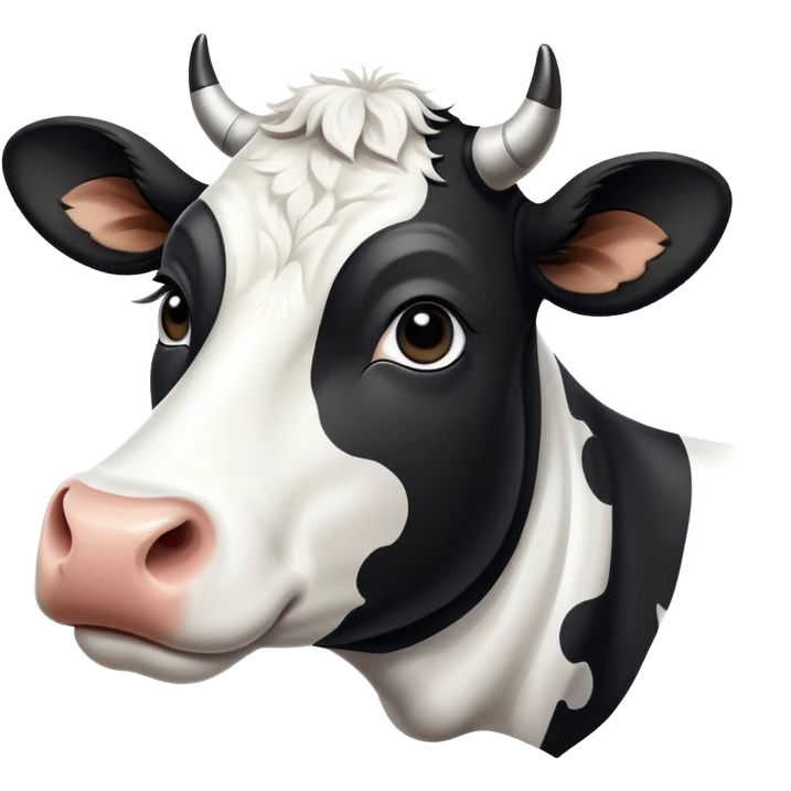 cinematic-noble-black-and-white-cow-portrait-emoji,-poised-and-regal,-with-a-large,-sturdy-build-and-a-beautifully-patterned-hide-of-rich-black-accented-by-crisp-white-patches,-deep-set-soulful-brown-eyes,-simplified-yet-sharp-and-sophisticated emoji