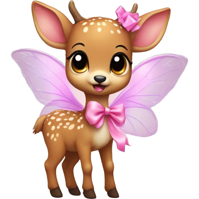 baby deer with fairy wings and a pink bow around its neck  emoji
