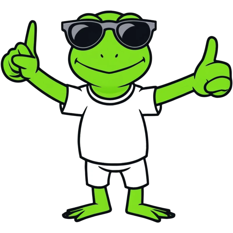 Kermit holding up a middle finger while wearing sunglasses emoji