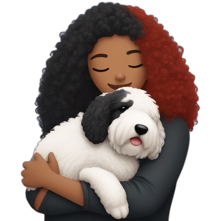black-and-sheepadoodle-having-a-really-big-cuddle-with-lady-with-red-long-hair emoji