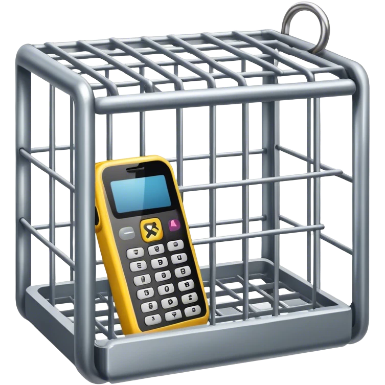 a mobile phone locked in cage emoji