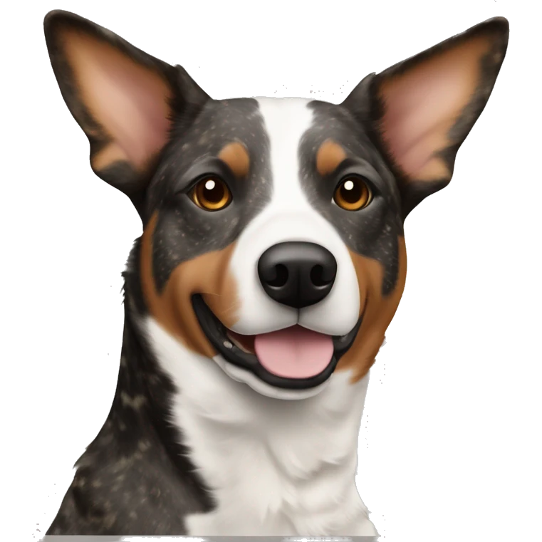 brown and black speckled cattle dog with a thin white nose stripe emoji
