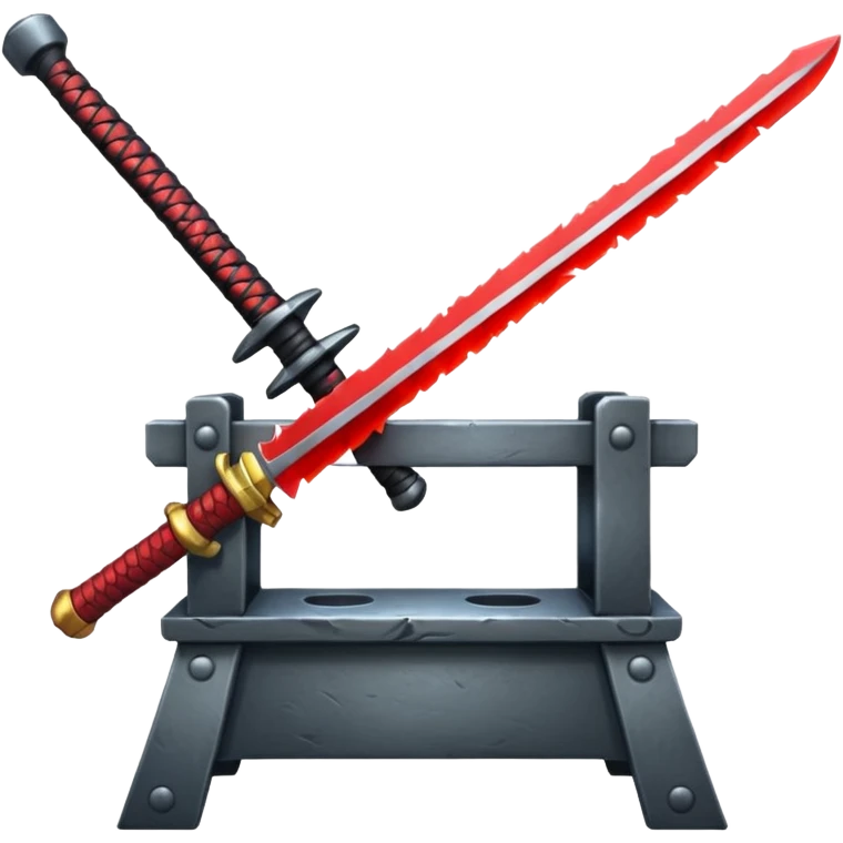 A samurai sword hot anvil emoji