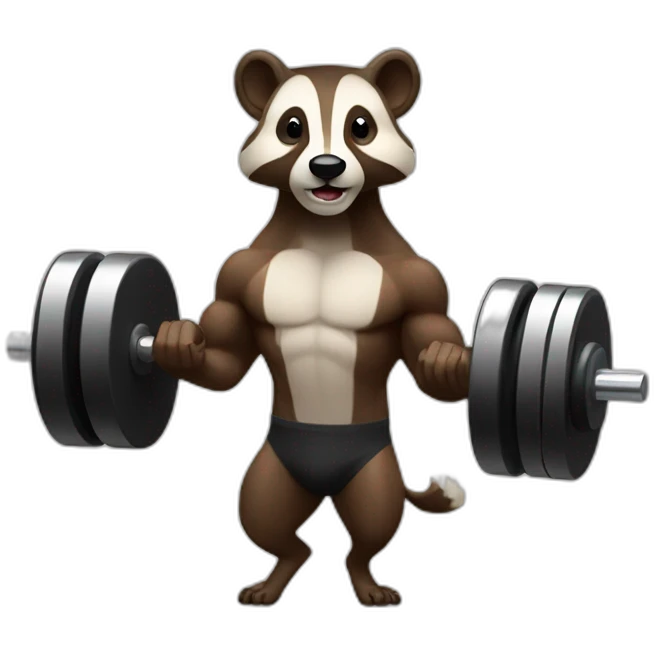 badger with muscles lifting weights emoji