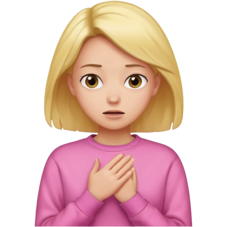 woman who is cold wearring a pink sweat emoji