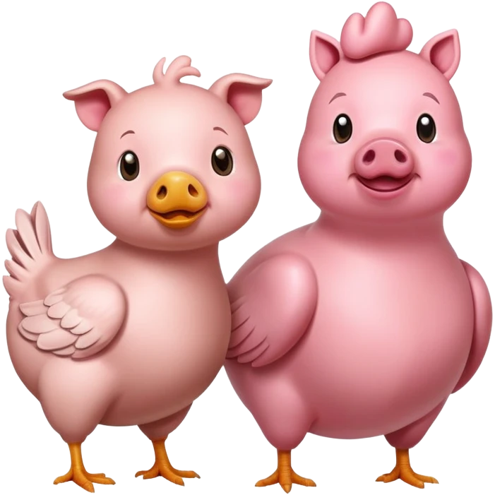 Chicken and pig emoji
