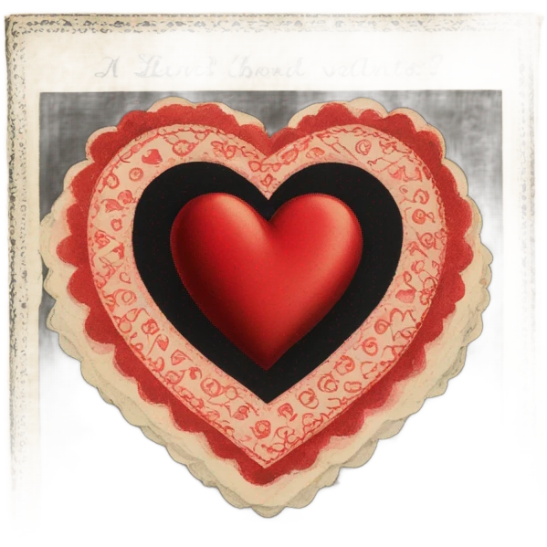 vintage valentine’s day card black red emoji
