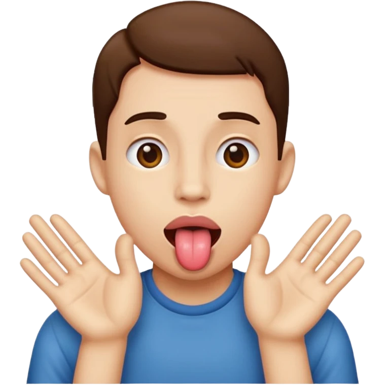 Tounge out with hands facing the side  emoji