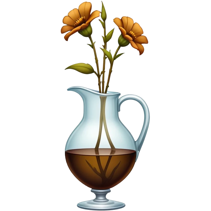 severely drooping dead flowers hanging over the edge of a vase emoji