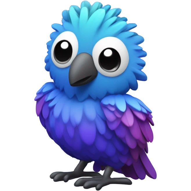 picaflor azul y morado 3D estilo aiphon emoji