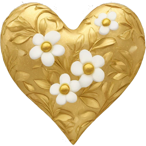 Golden heart with a floral pattern on it  emoji