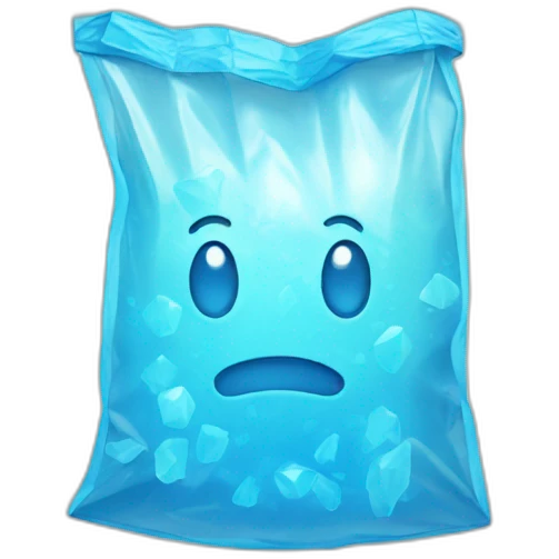 plastic bag with light blue crystals emoji