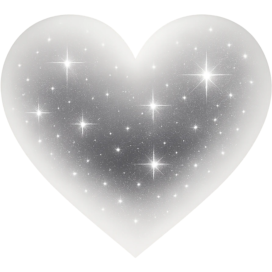 Modify the heart with a night sky gradient to white night theme with a white gradient, more stars, and a soft glow. Remove the background entirely  emoji