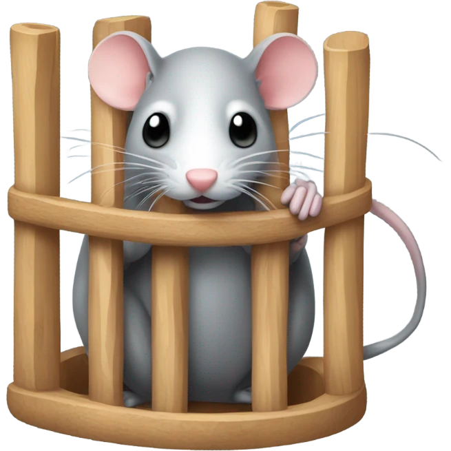 Cage with a mouse trying to escape emoji