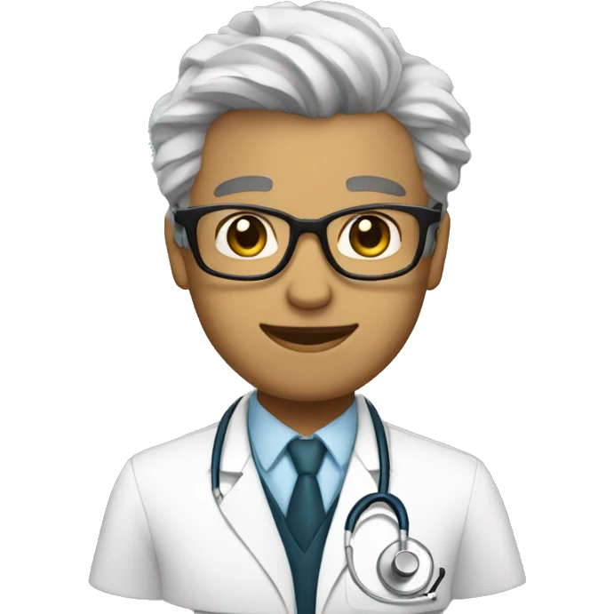 Doctor oftalmólogo cabello negro blanco flaco emoji