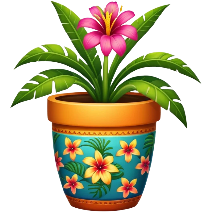 a tropical flower plant in a funky pot emoji