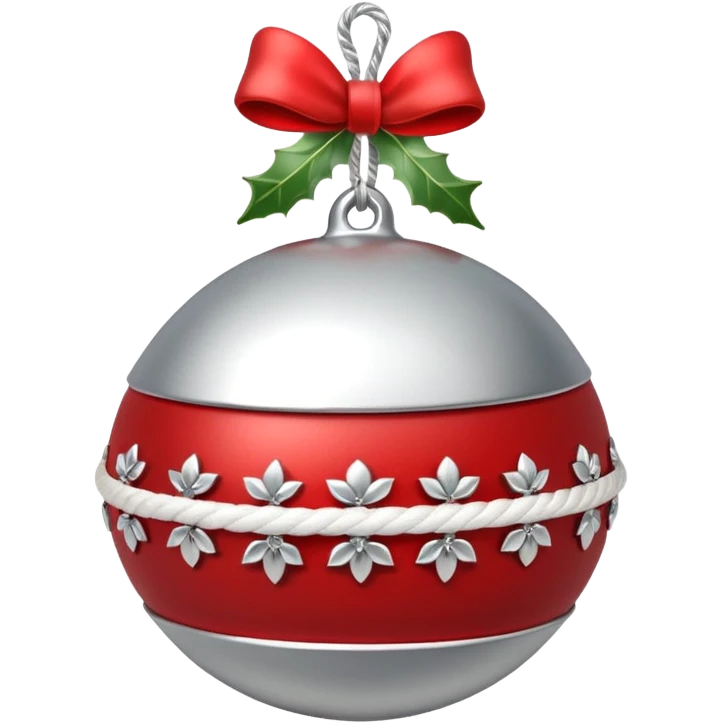 cute sleigh bell with red and white rope and floral decoratons emoji