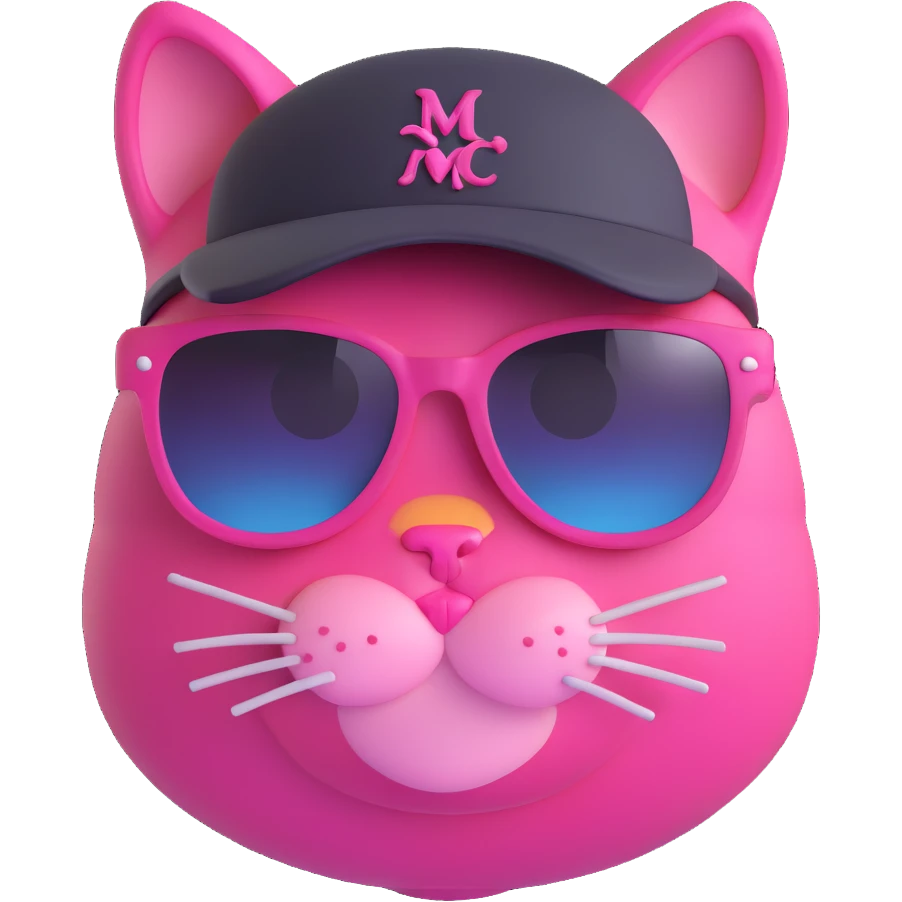 pink cat wearing sunglasses and hat emoji