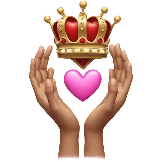 Love heart wearing a crowns with hands emoji