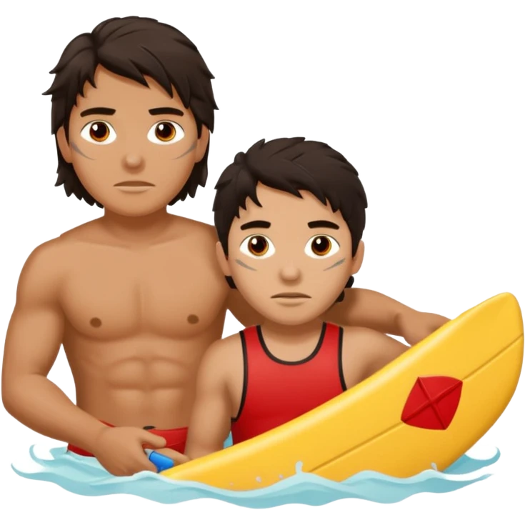 Lifeguard Native American Teenager with messy hair rescuing someone emoji