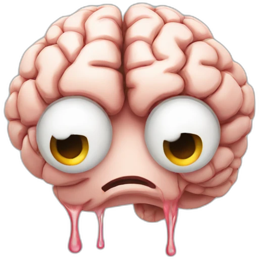 Brain with eyes crying emoji