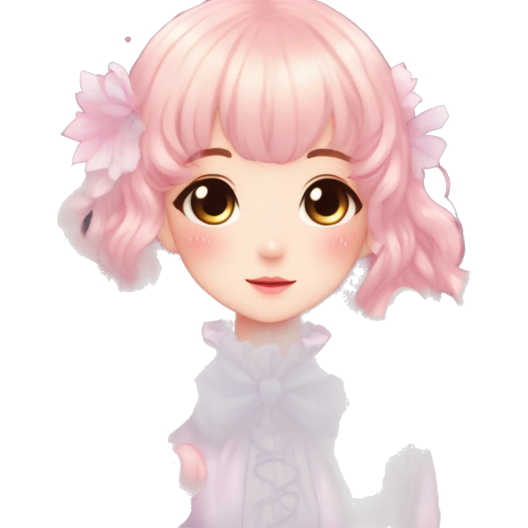 Gorgeous anime style lady with blushing face cottagecore fairycore  Kawaii anime colorful pearly romantic simplistic aesthetic trending stylea emoji