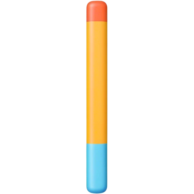 A single foam stick with caps on top and bottom, front view emoji