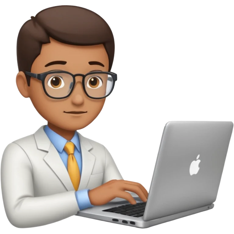 bussiness man technologist working on a laptop watching graphics emoji