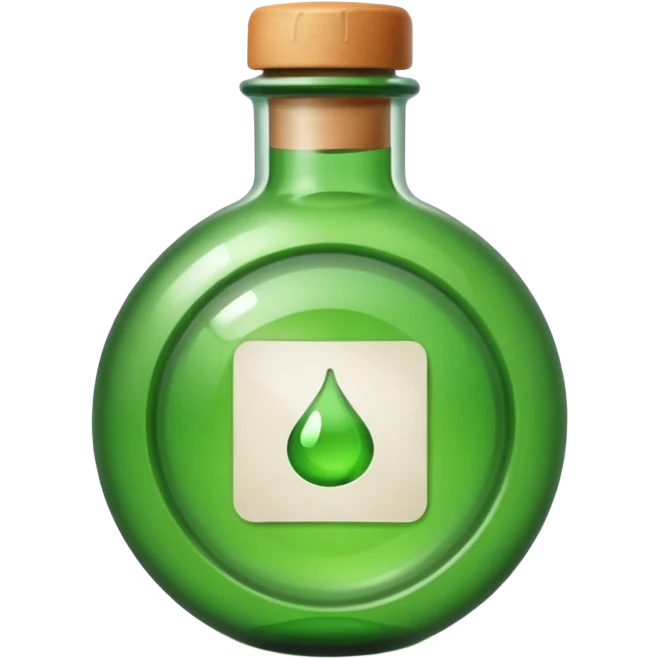 message round bottle with paper inside green emoji