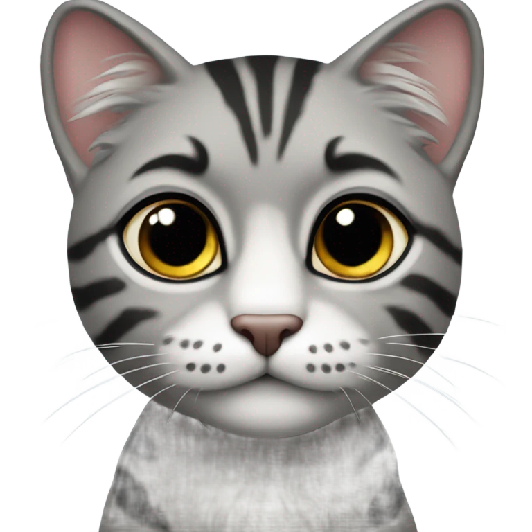 Серая кошка с черными ушками  emoji