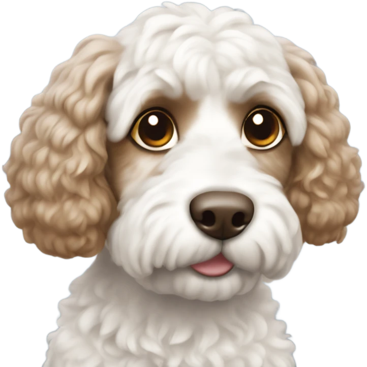 Cockapoo white with brown ears emoji