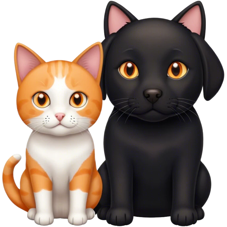 black labrador and orange and white cat emoji
