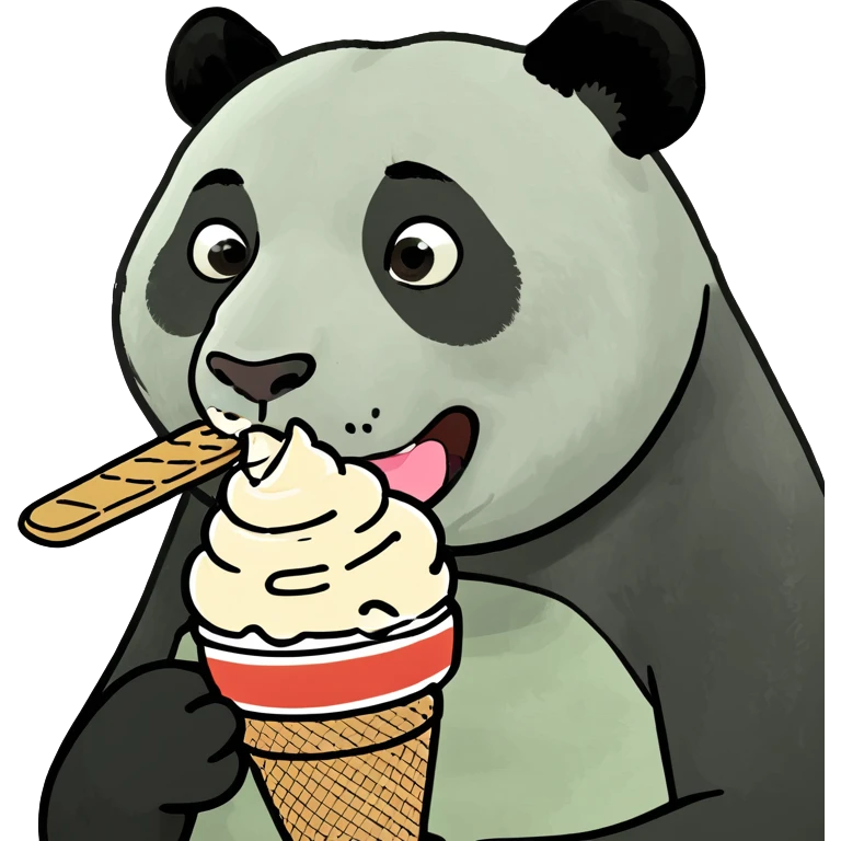 Panda eating ice cream emoji