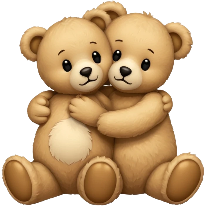 Beige furry teddy bear hugging another beige furry teddy bear emoji